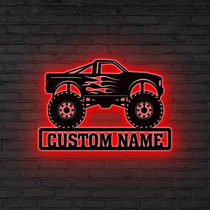 Custom Name UTV Metal Sign with Led Lights, Personalized Off-Road Adventure Sign, Side by Side LED Wall Art, Mountain UTV Sign,Quad Bike Art
