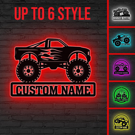 Custom Name UTV Metal Sign with Led Lights, Personalized Off-Road Adventure Sign, Side by Side LED Wall Art, Mountain UTV Sign,Quad Bike Art