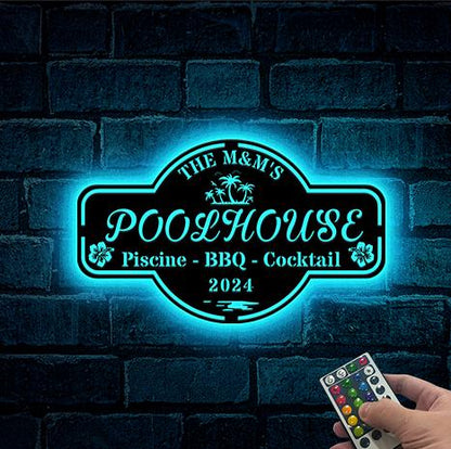 Custom Backyard Metal Sign LED, Backyard Sign, Pool & Patio Sign, Personalized Sign for Pool, Poolside Sign, Welcome Sign, Backyard Decor