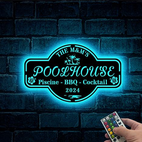 Custom Backyard Metal Sign LED, Backyard Sign, Pool & Patio Sign, Personalized Sign for Pool, Poolside Sign, Welcome Sign, Backyard Decor