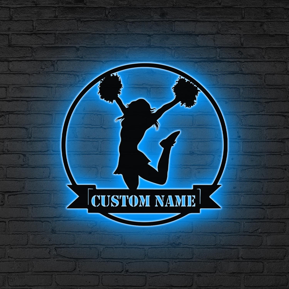 Custom Girl Cheerleading Metal Wall Art LED Light Personalized Female Cheerleader Name Sign Decor Kid Nursery Decor Cheerleader Team Gift