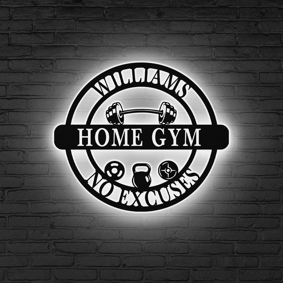 Personalized Home Gym Sign with LED Lights, Home Gym Decor Custom Fitness Center Decor Metal Fitness Wall Art Gym Room Decor, Gift for him