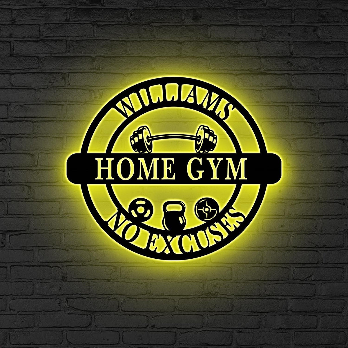 Personalized Home Gym Sign with LED Lights, Home Gym Decor Custom Fitness Center Decor Metal Fitness Wall Art Gym Room Decor, Gift for him