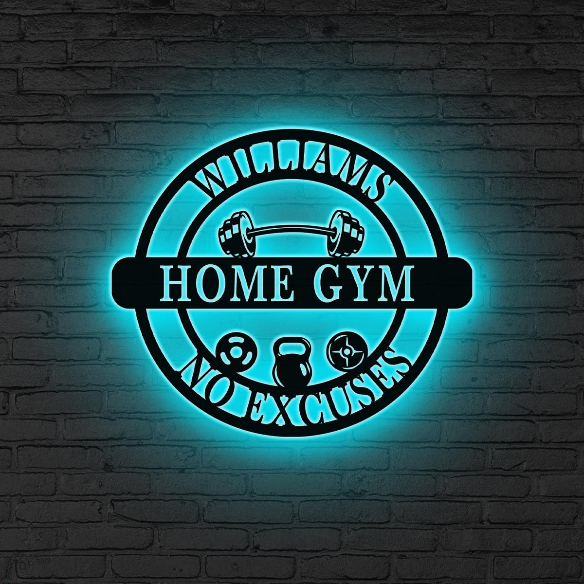 Personalized Home Gym Sign with LED Lights, Home Gym Decor Custom Fitness Center Decor Metal Fitness Wall Art Gym Room Decor, Gift for him