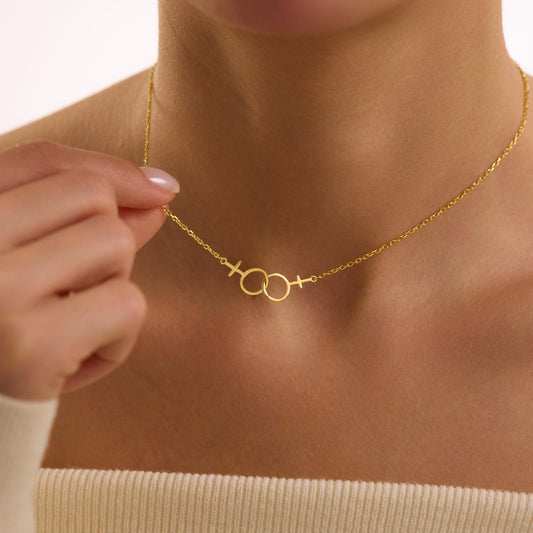 Double Venus Lesbian Necklace , Lesbian Pride Jewelry, Feminist Gay Jewelry, Transgender Gift for her, Rainbow Jewelry, Christmas Gift
