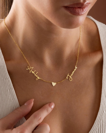 Personalized Name Necklace with Heart, Custom Gold Nameplate, Couples Necklace, Christmas Gift