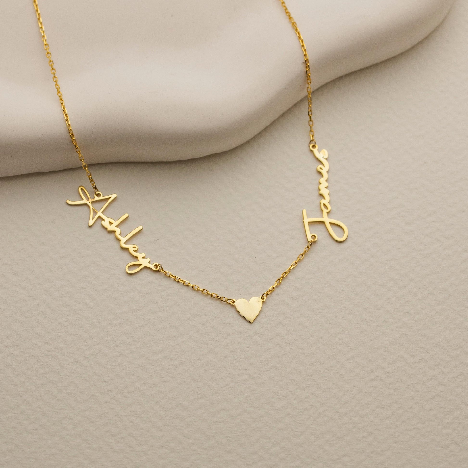 Personalized Name Necklace with Heart, Custom Gold Nameplate, Couples Necklace, Christmas Gift