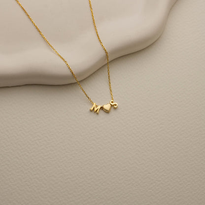 Gold Heart Necklace with Initials, Personalized Letter Necklace, Dainty Initial Necklace, Christmas Gift, Gift for her, Minimalist Necklace