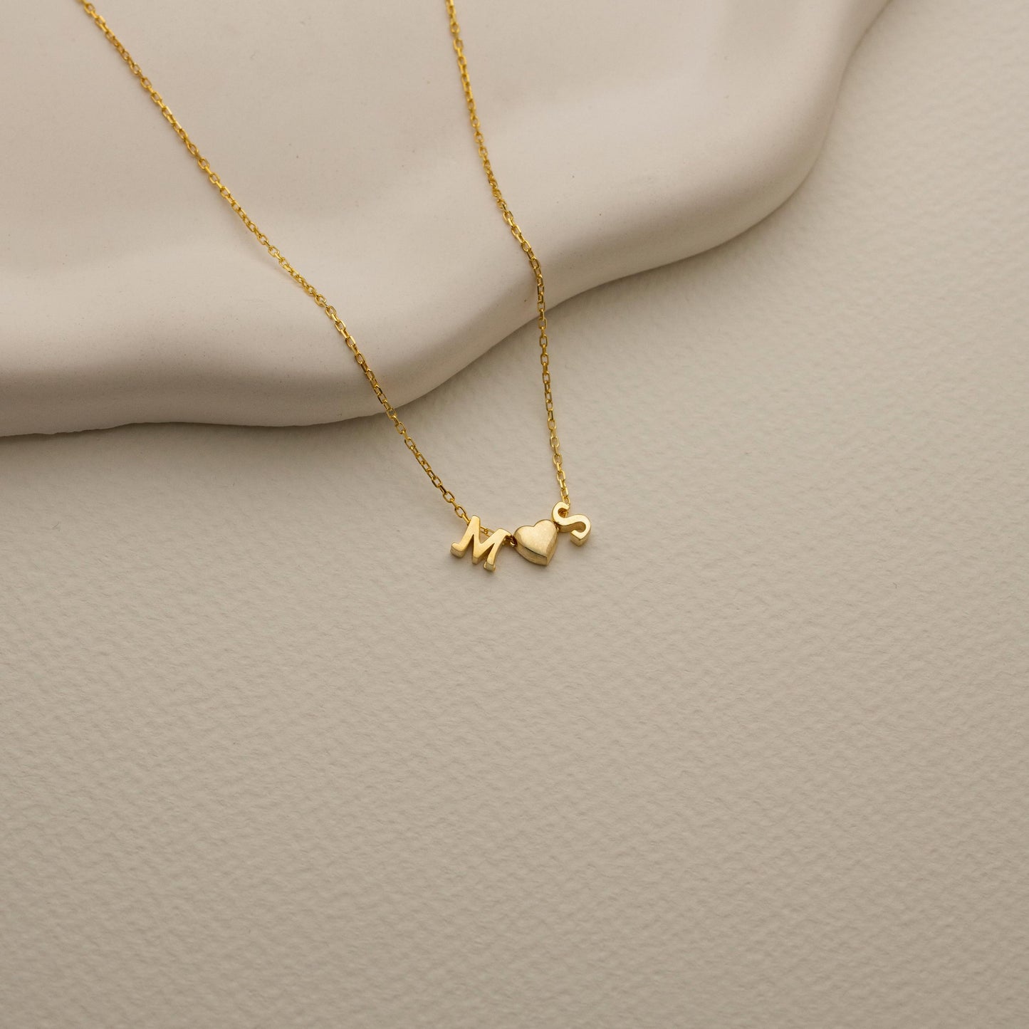 Gold Plated Initial Dainty Heart Necklace, Personalized Initial Necklace, Minimalist Necklace, Tiny Letter Necklace, Christmas Gift for her