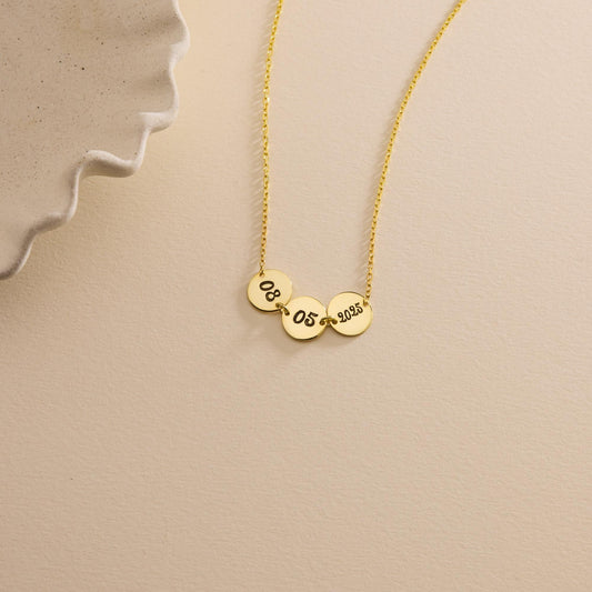 Custom Date Disc Necklace , Personalized Birthday Keepsake Jewelry , Necklace for Women , Christmas gift