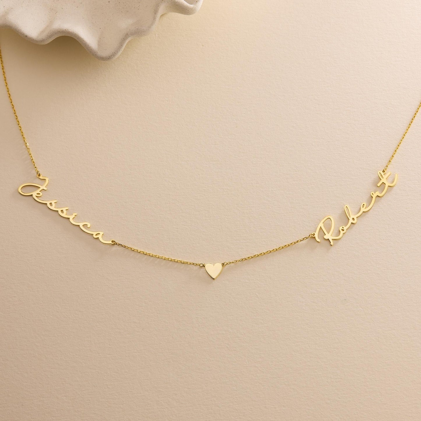 Personalized Name Necklace with Heart, Custom Gold Nameplate, Couples Necklace, Christmas Gift
