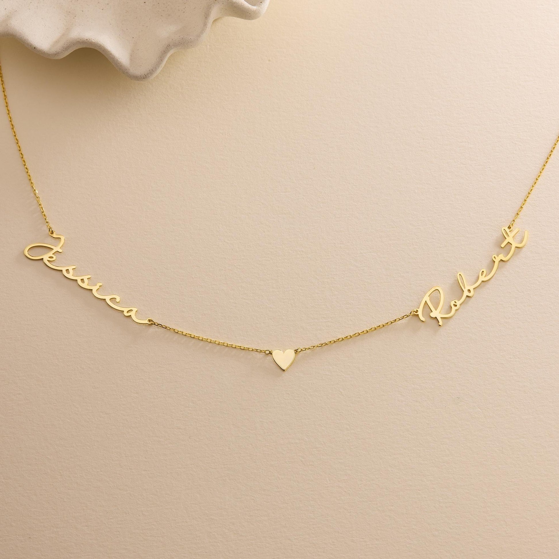 Personalized Name Necklace with Heart, Custom Gold Nameplate, Couples Necklace, Christmas Gift