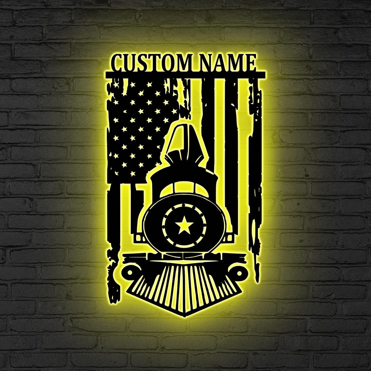Custom Railroad Metal Sign LED Lights, Train Sign, Railroad Sign, Train Driver Gift, Railway Sign, Train Station, Xmas Gift for Him