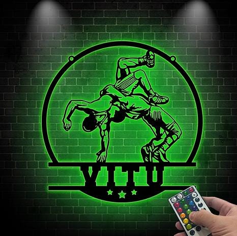Custom Wrestling LED Light Sign Wrestler Name Sign Athlete Gift Sports Room Decor Xmas Gift for Boys Wrestling Sign Wrestling Wall Decor