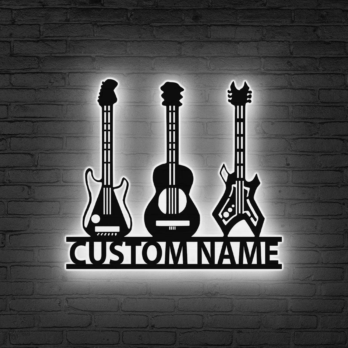 Personalized Guitar Metal Sign LED Lights, Custom Music Studio Decor,Gift for Guitar Player,Acoustic Guitar Sign,Music Lover Gift Music Room