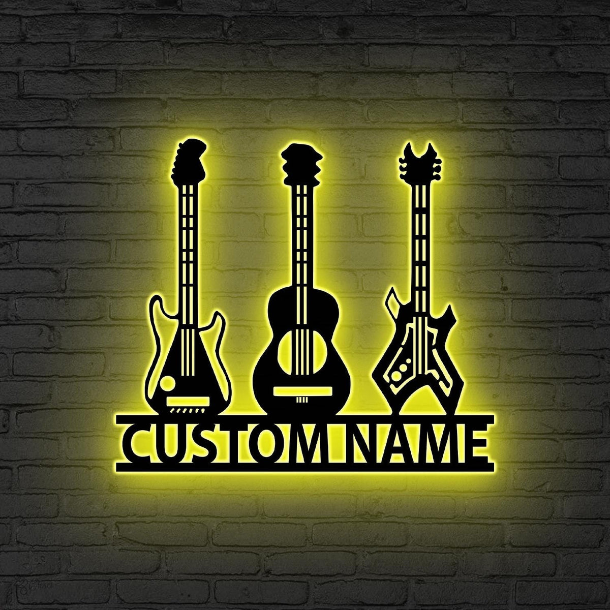 Personalized Guitar Metal Sign LED Lights, Custom Music Studio Decor,Gift for Guitar Player,Acoustic Guitar Sign,Music Lover Gift Music Room