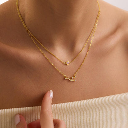 Gold Zodiac Layered Necklace, Gemini Cancer Leo Virgo Libra Gift Jewelry, Dainty Constellation Choker, Christmas Gift, Personalized Jewelry
