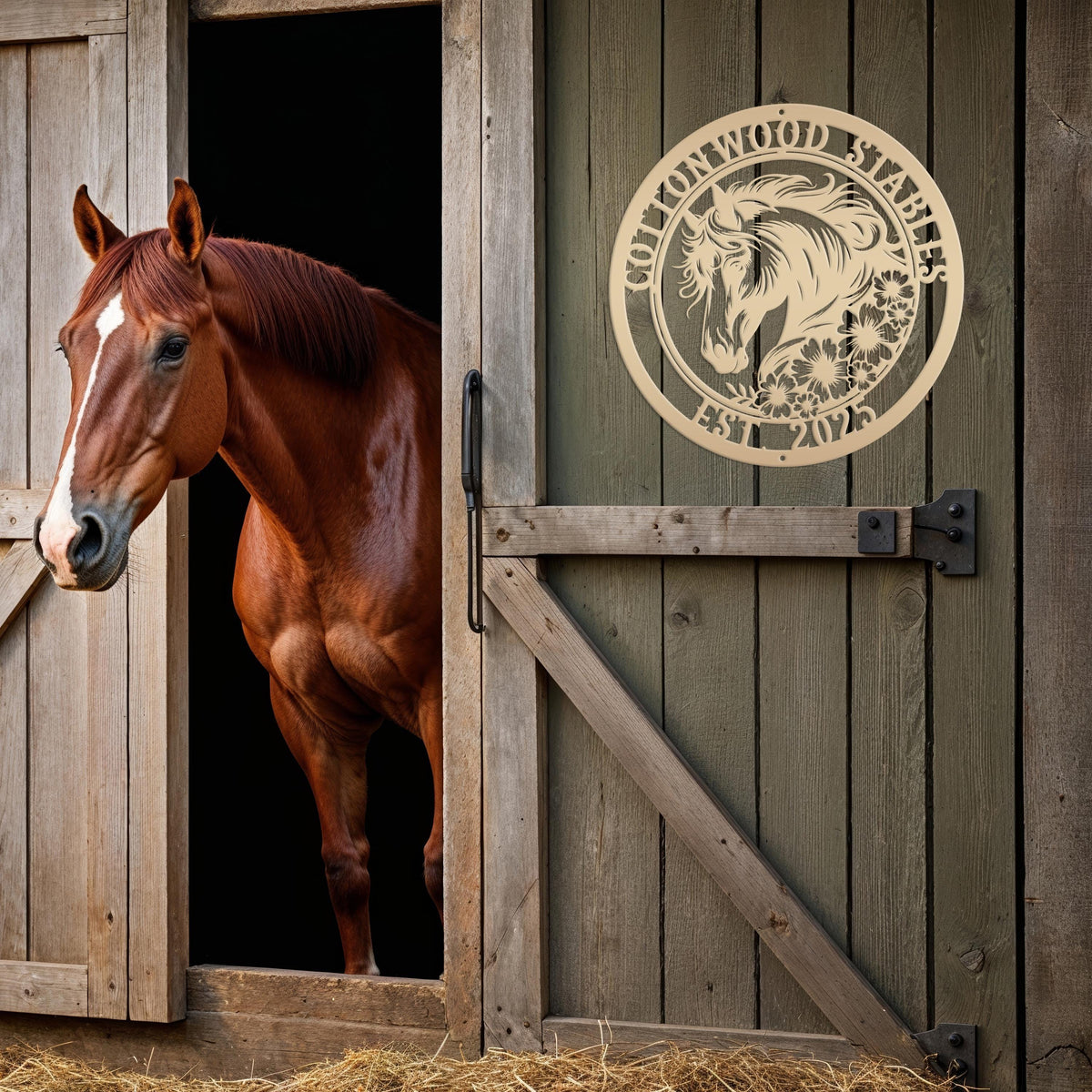 Metal Horse Sign with Custom Name - Unique Horse Stable Art - Personalized Wall Hanging - Charming Farmhouse Decor - Gift for Her