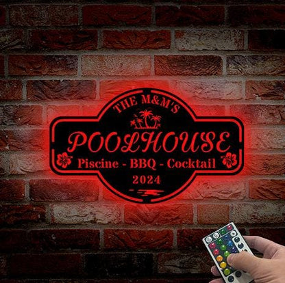 Custom Backyard Metal Sign LED, Backyard Sign, Pool & Patio Sign, Personalized Sign for Pool, Poolside Sign, Welcome Sign, Backyard Decor