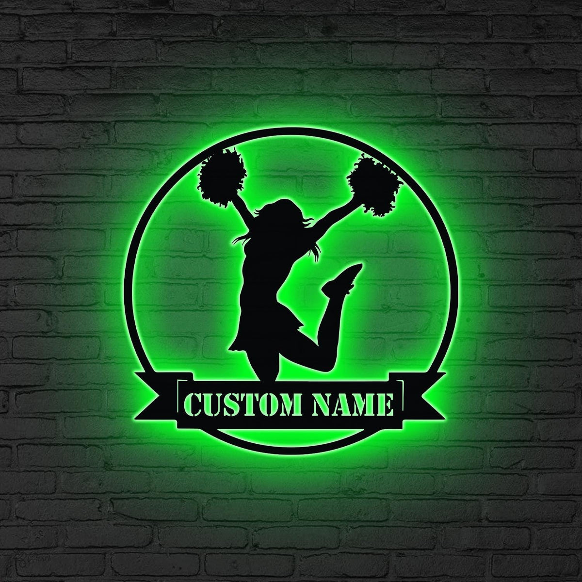 Custom Girl Cheerleading Metal Wall Art LED Light Personalized Female Cheerleader Name Sign Decor Kid Nursery Decor Cheerleader Team Gift