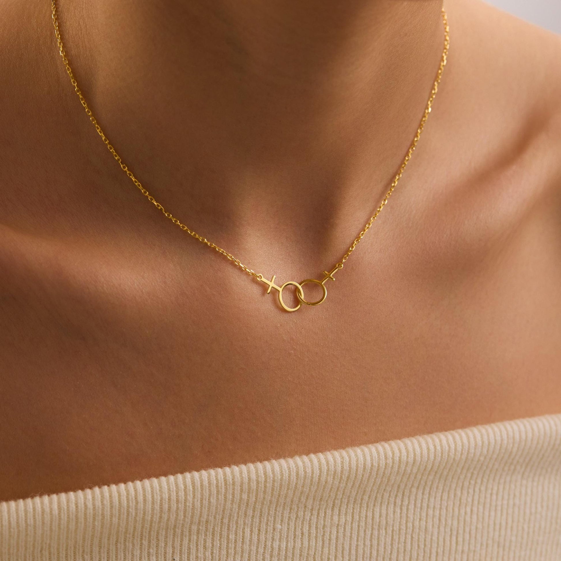 Custom Lesbian Necklace, Double Venus Necklace, LGBT Jewelry, Pride Jewelry, Transgender Gift for her, Gift for Girlfriend, Christmas Gift