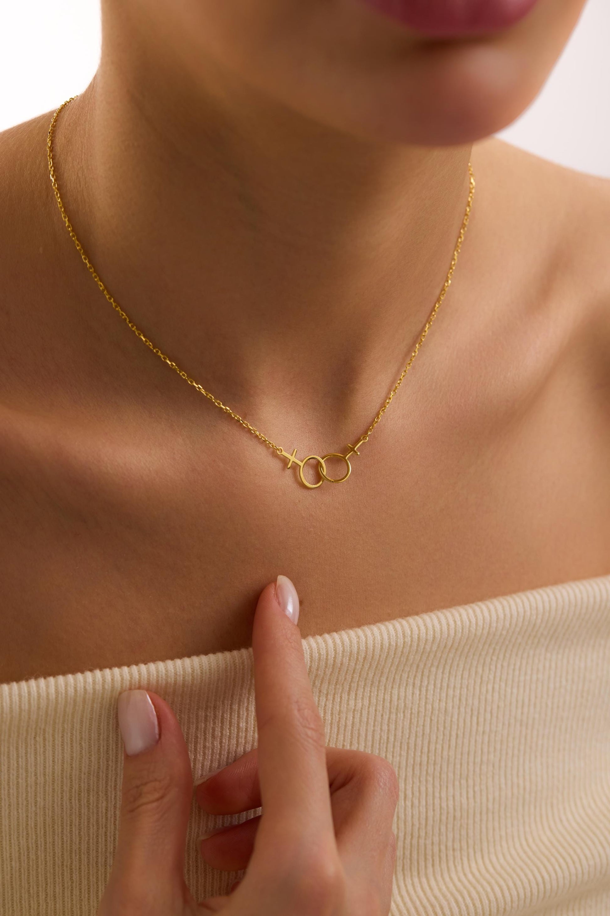 Custom Lesbian Necklace, Double Venus Necklace, LGBT Jewelry, Pride Jewelry, Transgender Gift for her, Gift for Girlfriend, Christmas Gift