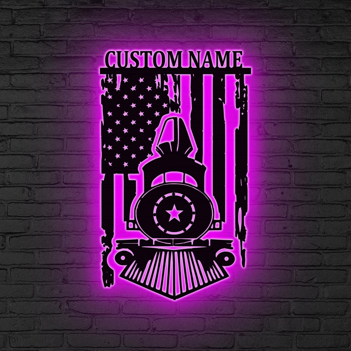 Custom Railroad Metal Sign LED Lights, Train Sign, Railroad Sign, Train Driver Gift, Railway Sign, Train Station, Xmas Gift for Him
