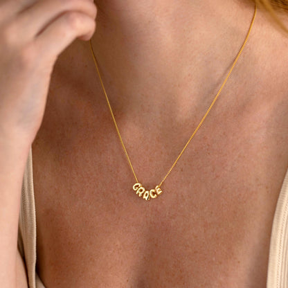 Personalized Bubble Letter Necklace, Custom 3D Name Necklace, Gold Name Jewelry for Women, Dainty Gift for Mom, Christmas Gift for Her