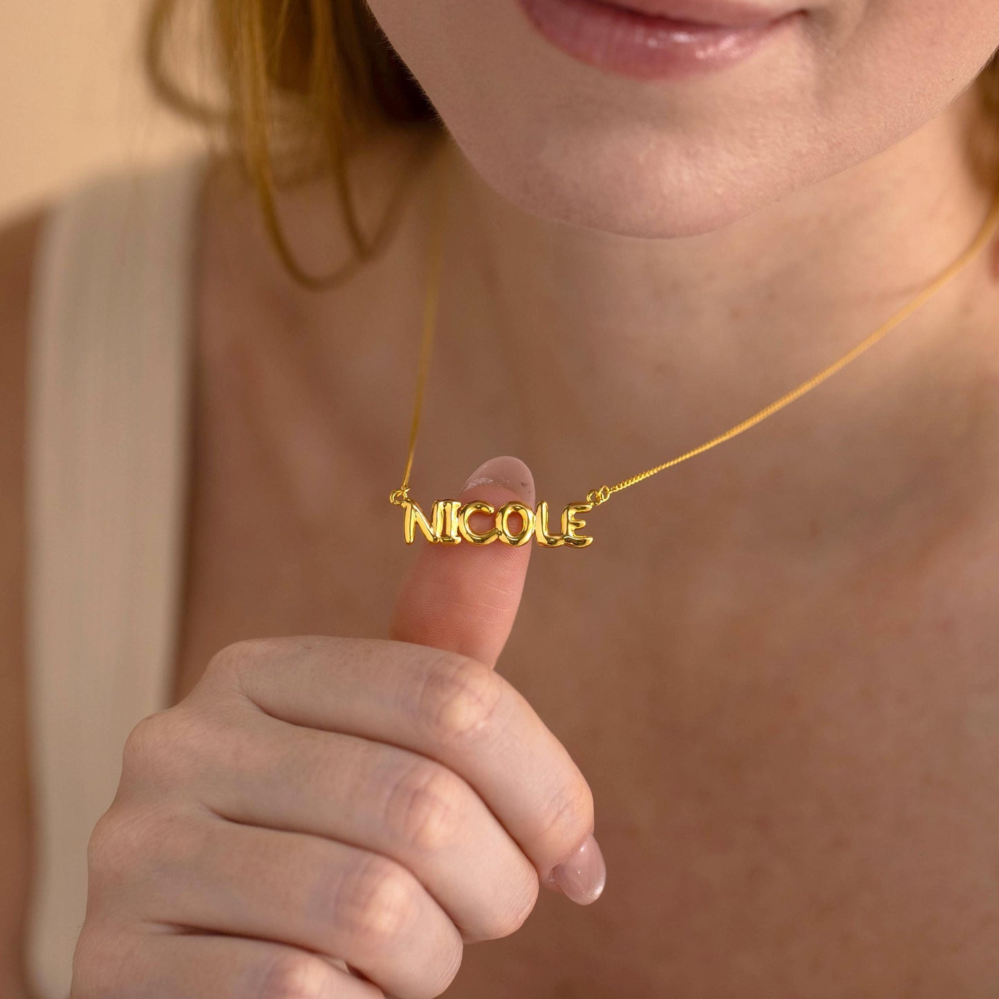 Personalized Bubble Name Necklace, Tiny Balloon Name Necklace, Custom Letter Necklace, Gift for her, Bridesmaid Gift, Christmas Gift for Mom