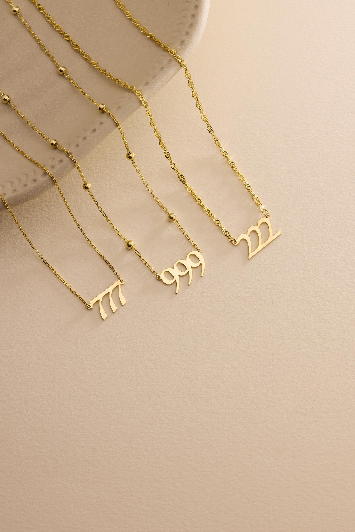 Gold Angel Number Necklace, 222, 777, 999, Lucky Number Necklace, Personalized Jewelry, Lucky Spiritual Jewelry, Christmas Gift for Her