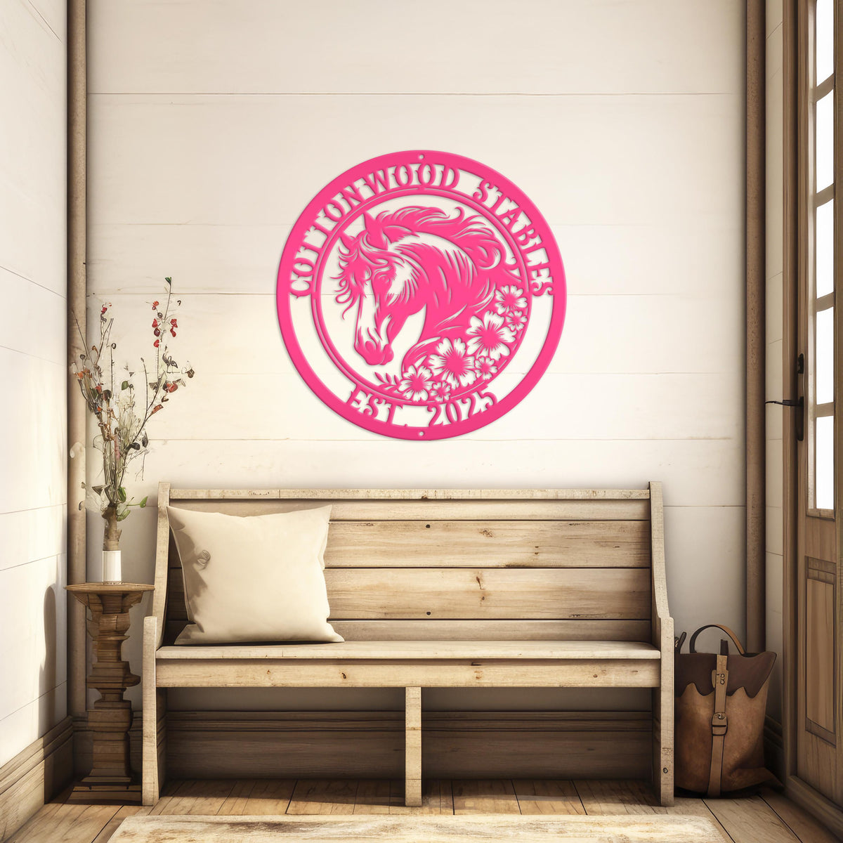 Metal Horse Sign with Custom Name - Unique Horse Stable Art - Personalized Wall Hanging - Charming Farmhouse Decor - Gift for Her
