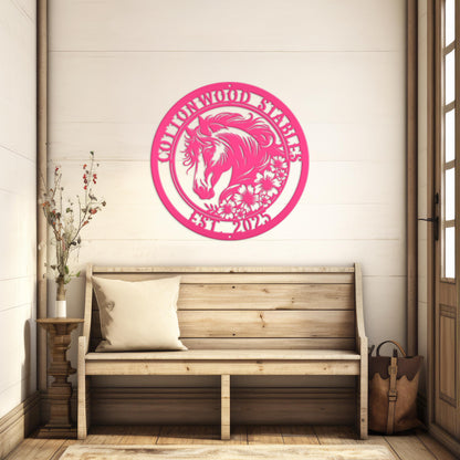 Metal Horse Sign with Custom Name - Unique Horse Stable Art - Personalized Wall Hanging - Charming Farmhouse Decor - Gift for Her