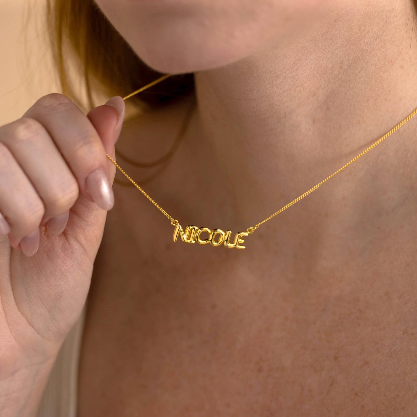 Personalized Bubble Name Necklace, Tiny Balloon Name Necklace, Custom Letter Necklace, Gift for her, Bridesmaid Gift, Christmas Gift for Mom
