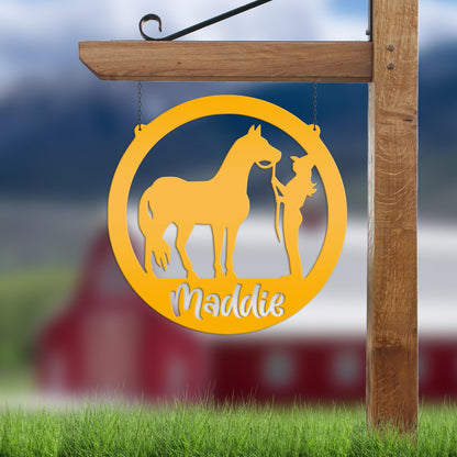Horse Stall Name Plate, Custom Equestrian Themed Bedroom Decoration, Barrel Race Award, Gift for Horse Owner, Personalized Rider Plaque