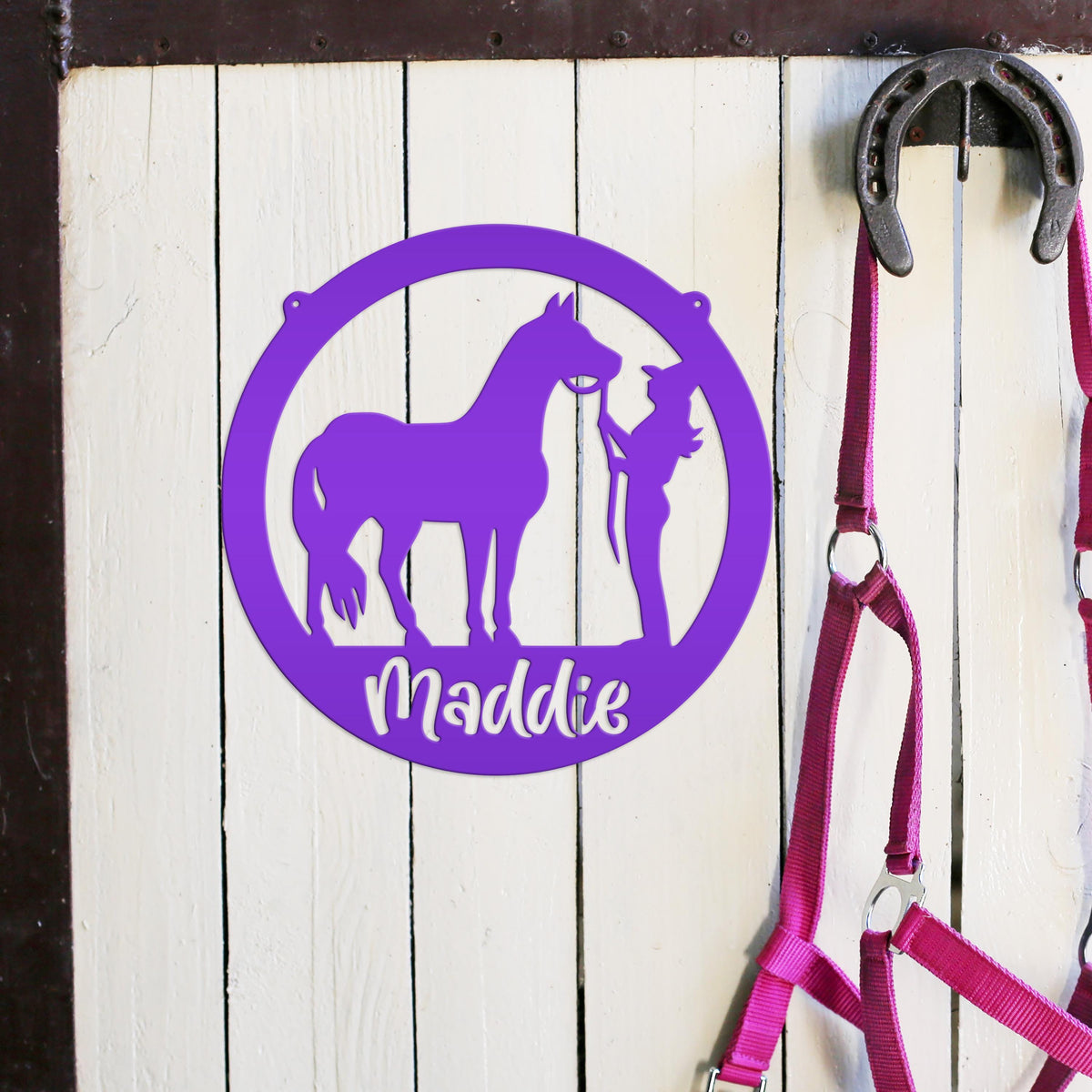 Horse Stall Name Plate, Custom Equestrian Themed Bedroom Decoration, Barrel Race Award, Gift for Horse Owner, Personalized Rider Plaque
