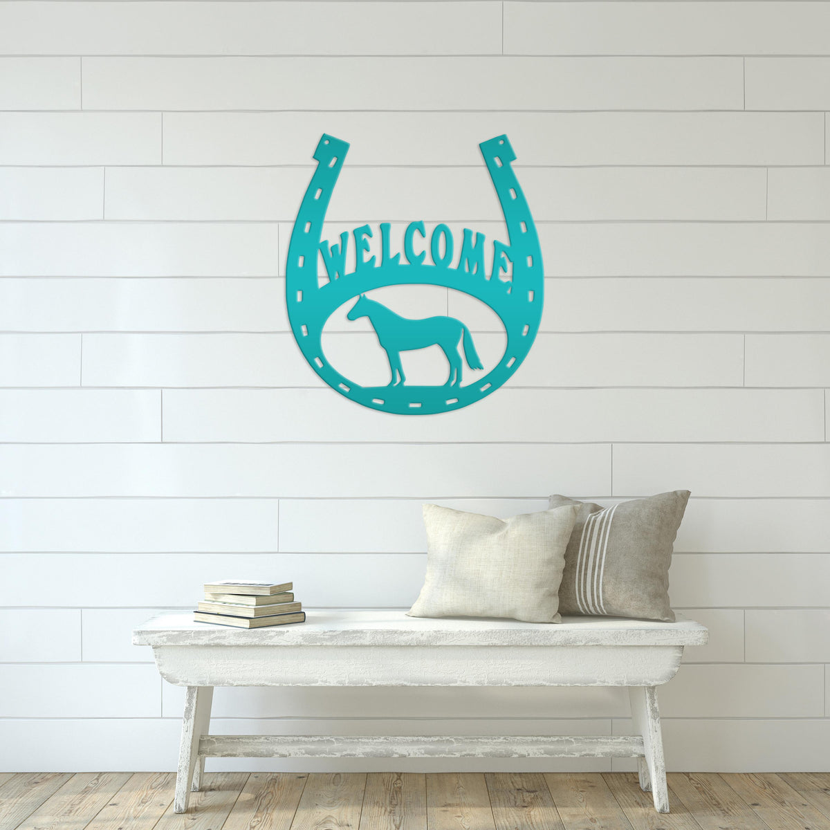 Horseshoe Welcome Metal Sign