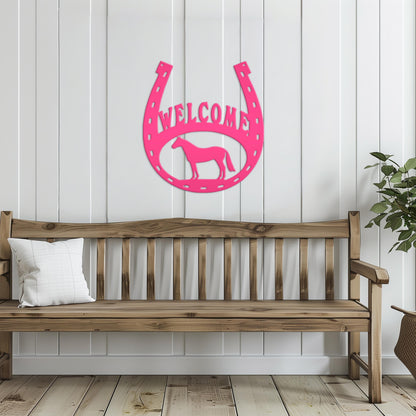 Horseshoe Welcome Metal Sign