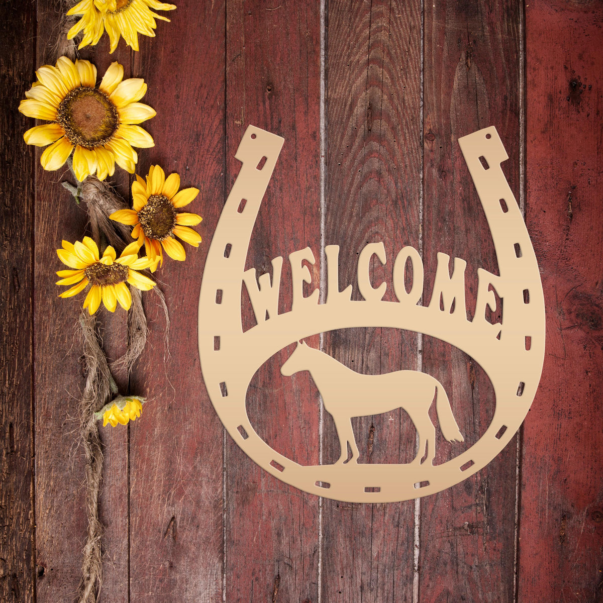 Horseshoe Welcome Metal Sign
