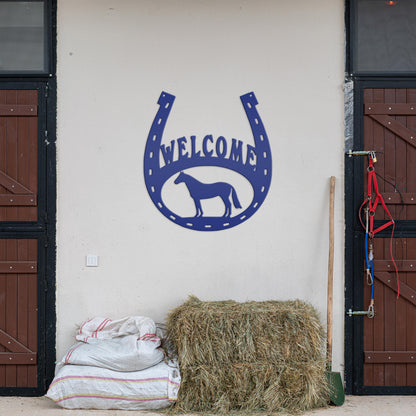 Horseshoe Welcome Metal Sign