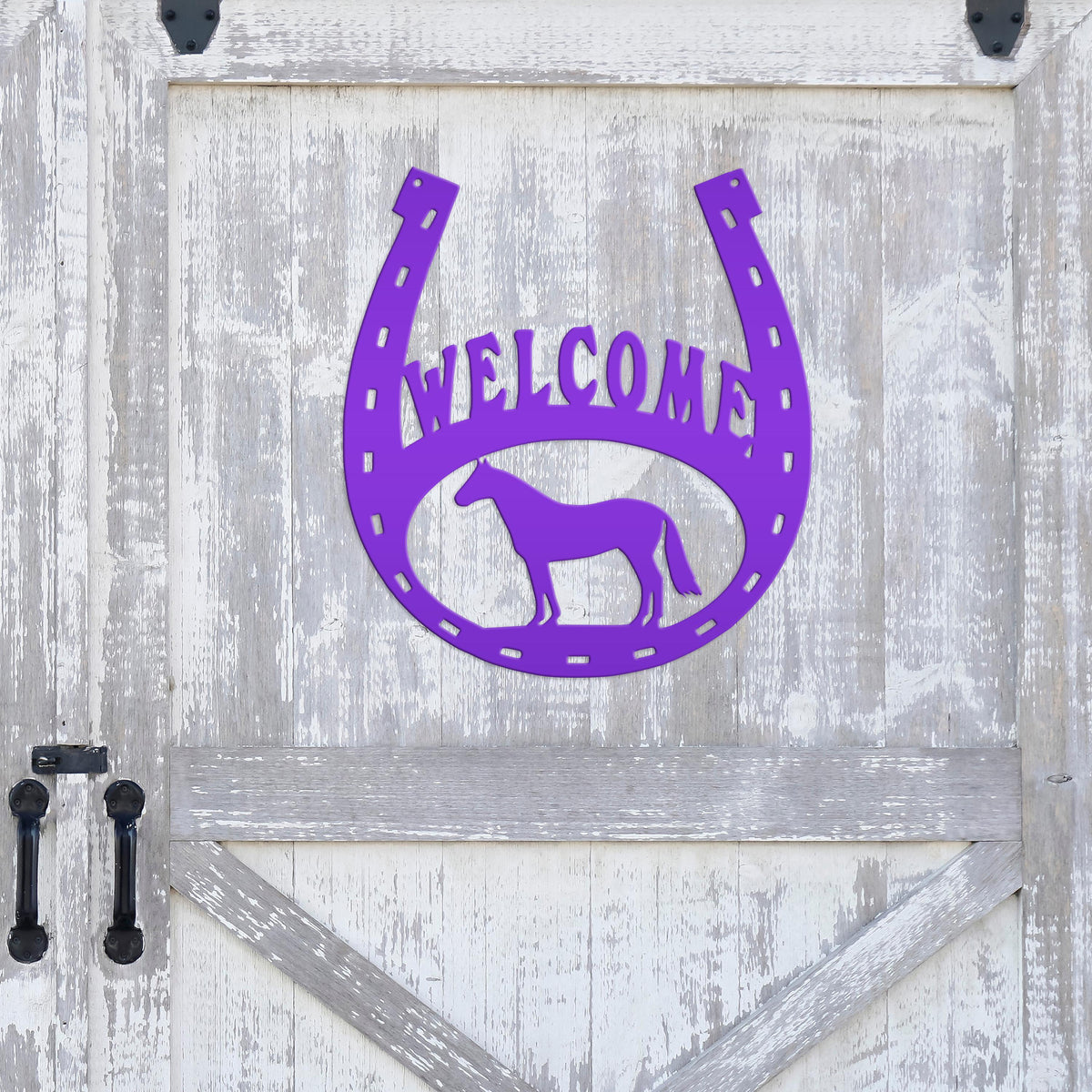 Horseshoe Welcome Metal Sign