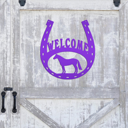 Horseshoe Welcome Metal Sign