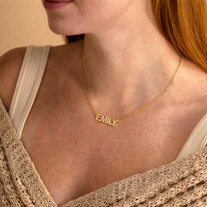 Dainty Diamond Gold Name Necklace, Personalized Pave Name Necklace, Custom Gemstone Letter Necklace, Jewelry Gift for Her, Bridesmaid Gifts