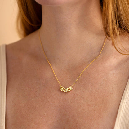Personalized Bubble Letter Necklace, Custom 3D Name Necklace, Gold Name Jewelry for Women, Dainty Gift for Mom, Christmas Gift for Her
