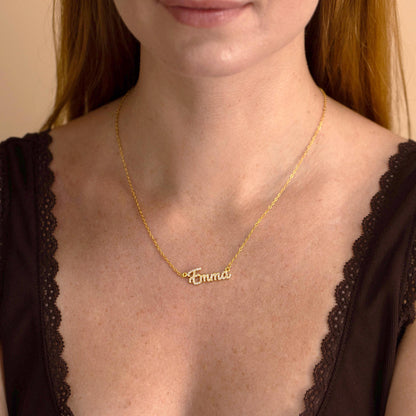 Dainty Diamond Gold Name Necklace, Personalized Pave Name Necklace, Custom Gemstone Letter Necklace, Jewelry Gift for Her, Bridesmaid Gifts