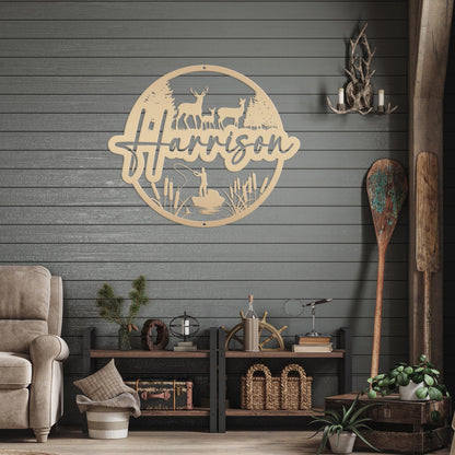 Custom Deer and Hunting Scene  Sign- Personalized Sign