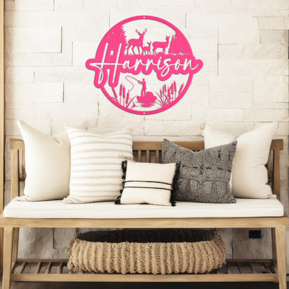Custom Deer and Hunting Scene  Sign- Personalized Sign