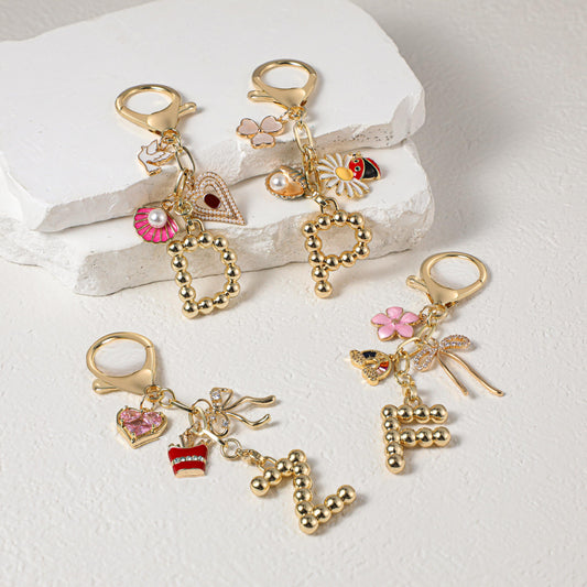 Custom keychain, personalized bag charm, handbag accessory,initial and birthstone keychain, bridesmaid gift，Christmas gift for her