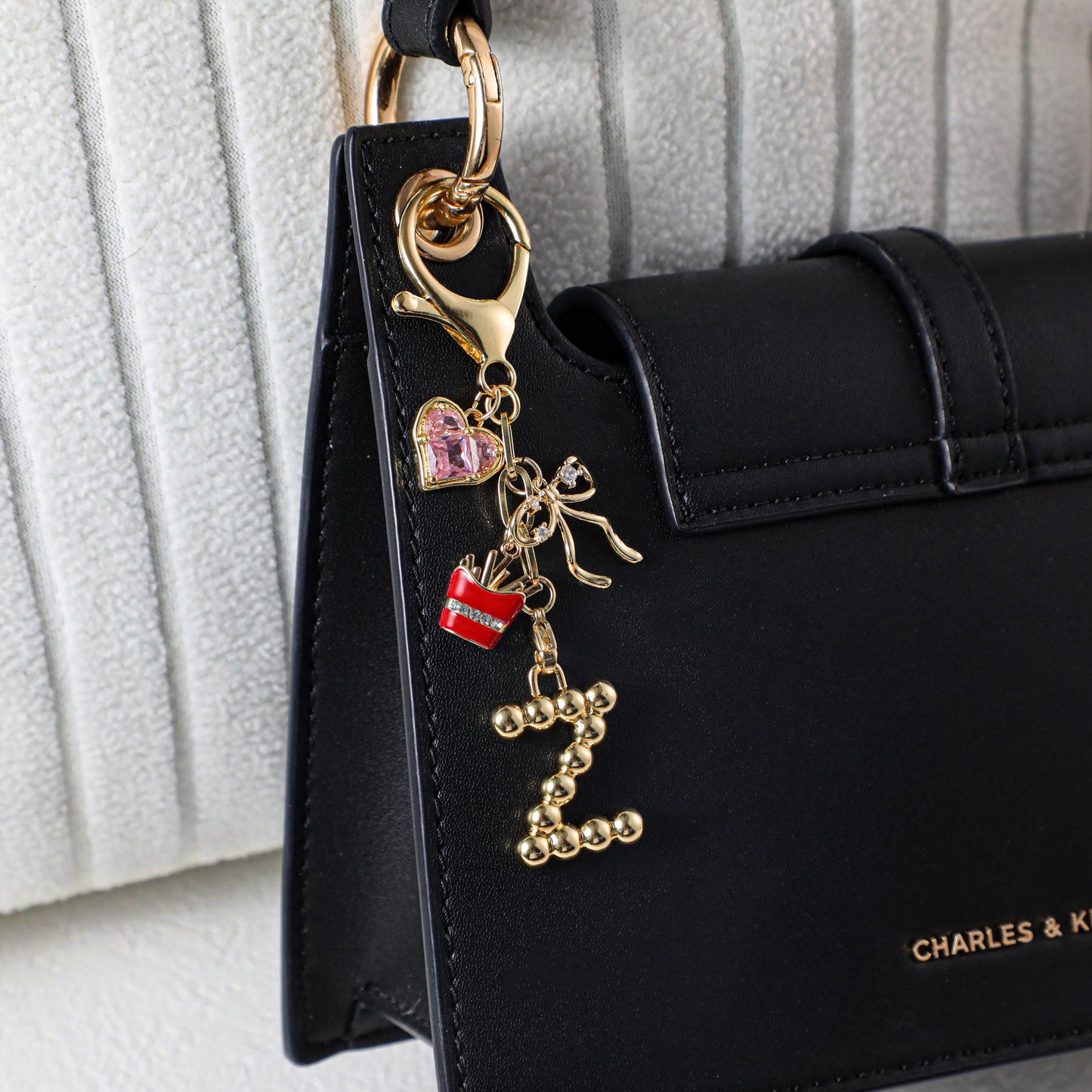 Custom keychain, personalized bag charm, handbag accessory,initial and birthstone keychain, bridesmaid gift，Christmas gift for her
