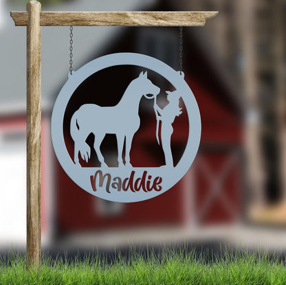 Horse Stall Name Plate, Custom Equestrian Themed Bedroom Decoration, Barrel Race Award, Gift for Horse Owner, Personalized Rider Plaque