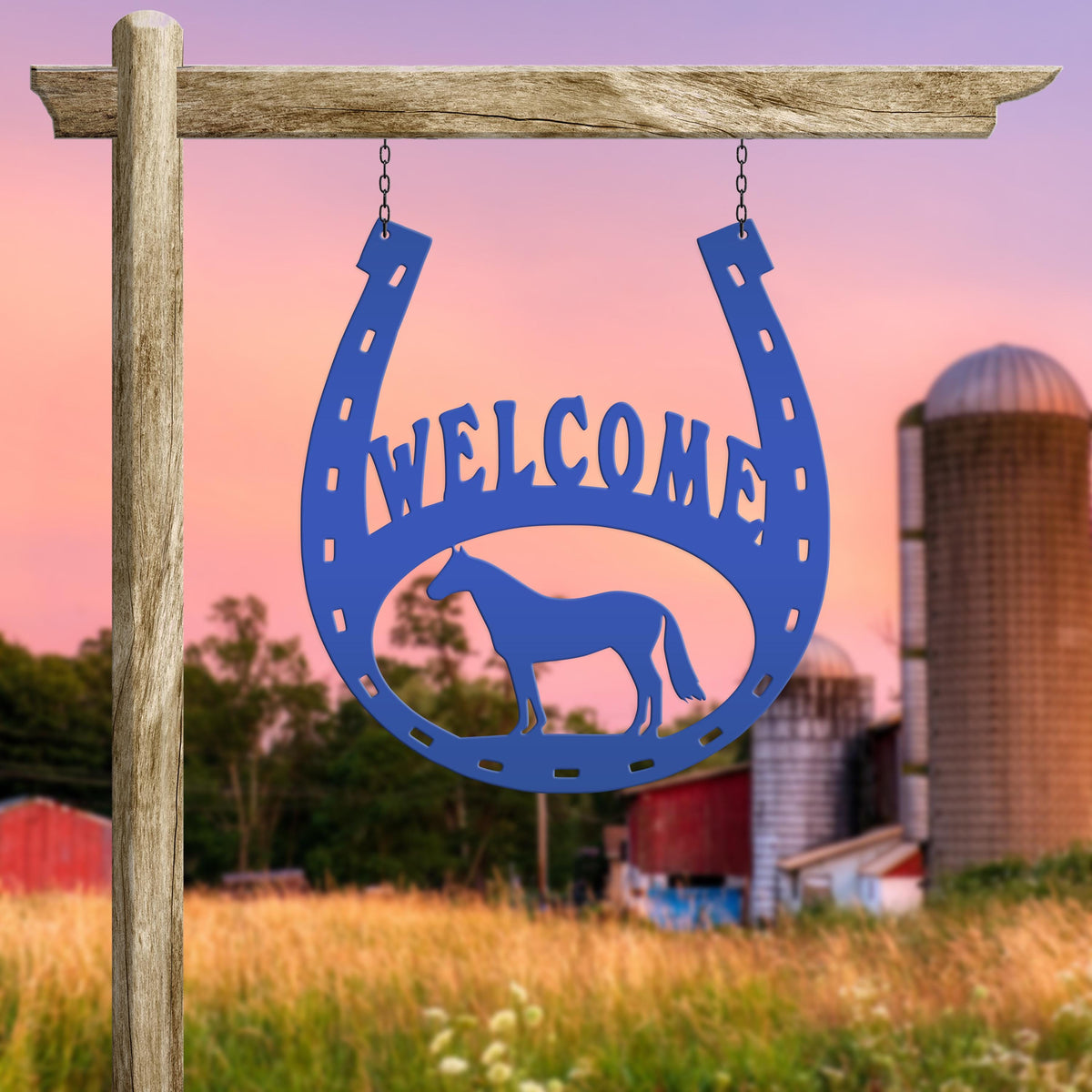 Horseshoe Welcome Metal Sign